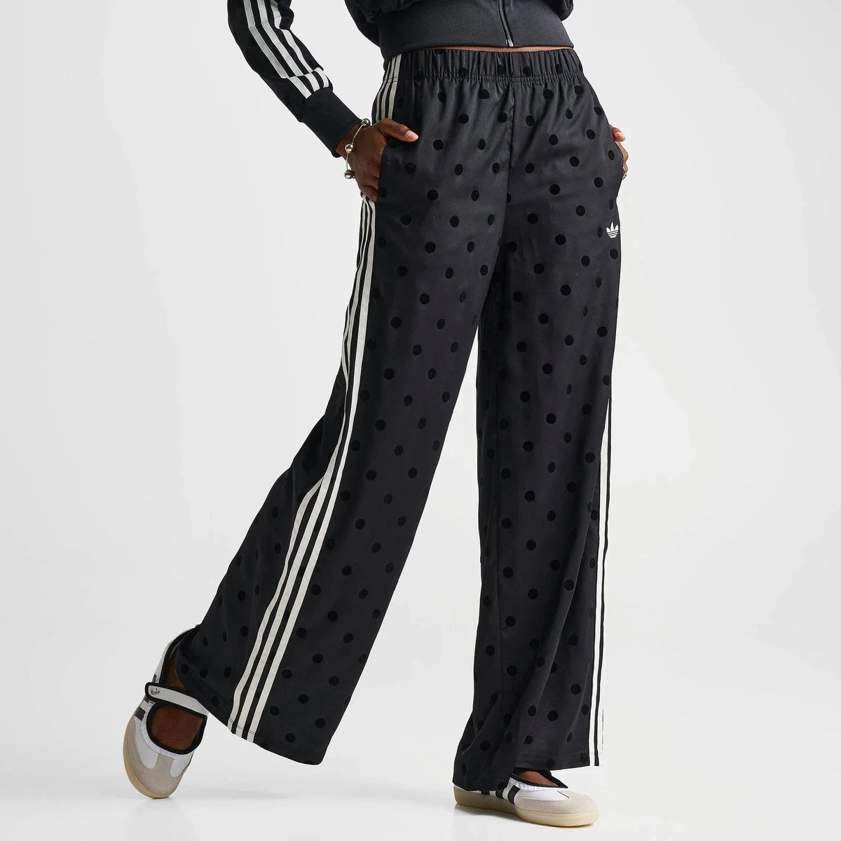 Women's Polka Dot Satin Wide-Leg Pants