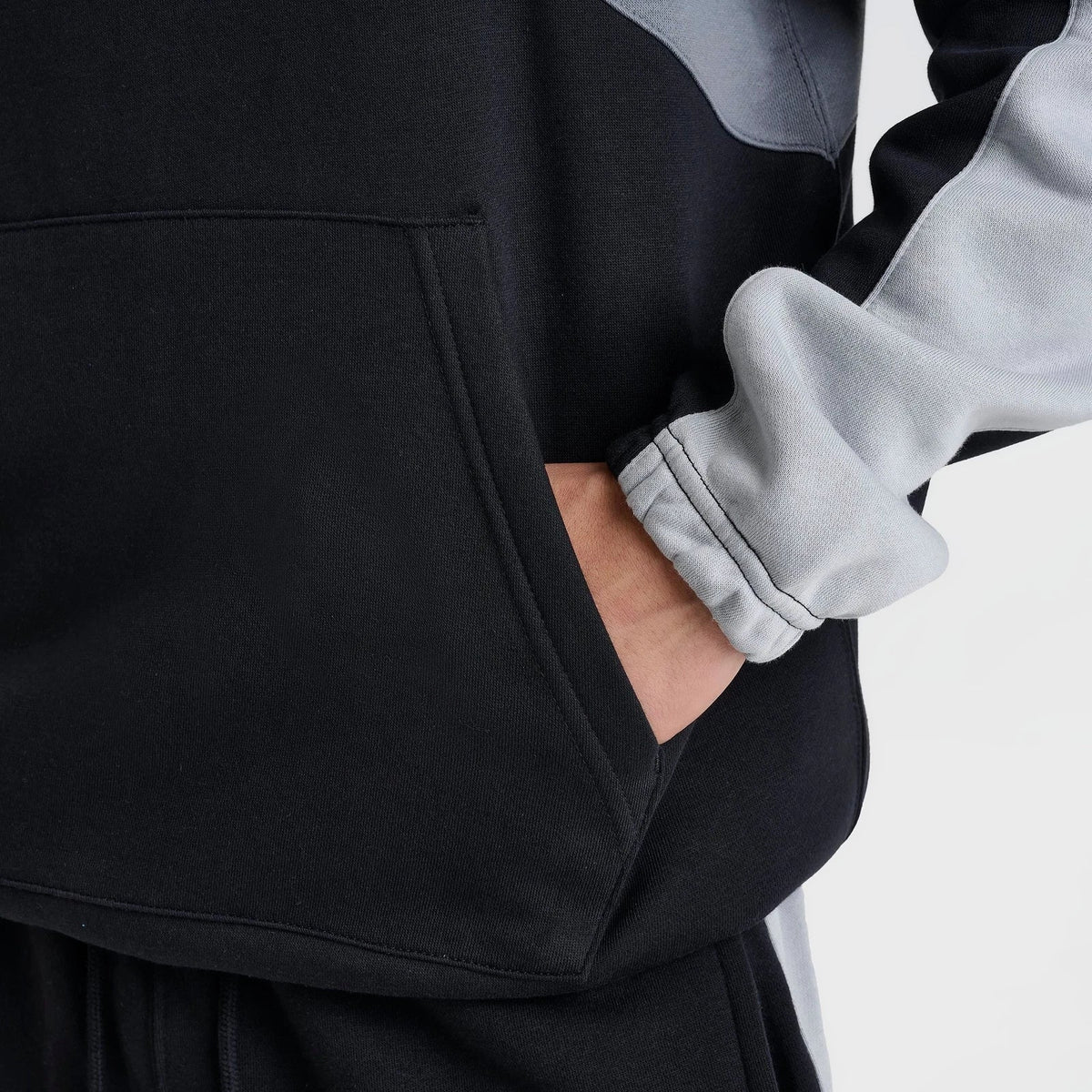 Men's Colorblock Pullover Fleece Hoodie - Black
