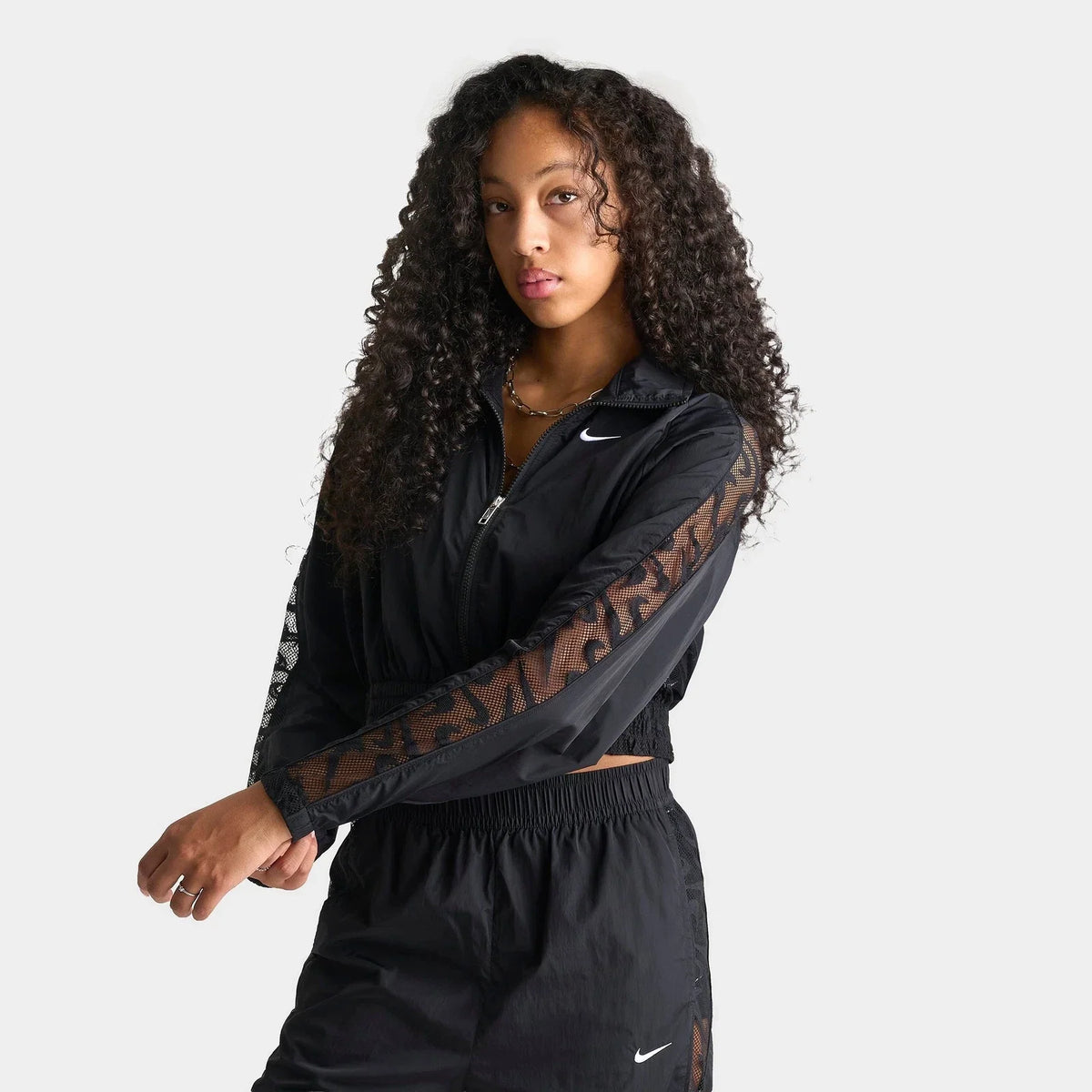 Women's Cropped Lace Full-Zip Track Jacket