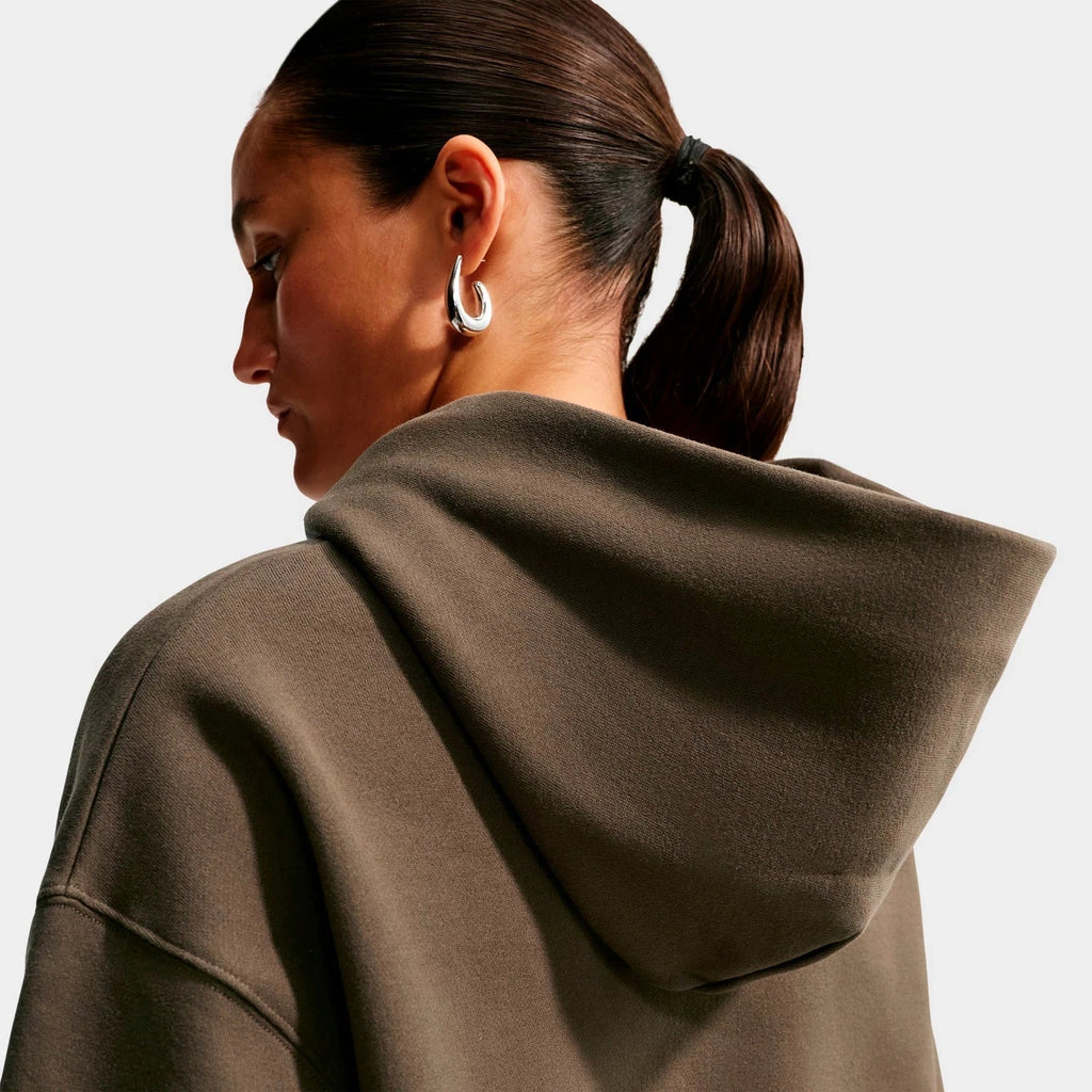 Women's Oversized Fleece Pullover Hoodie - Brown