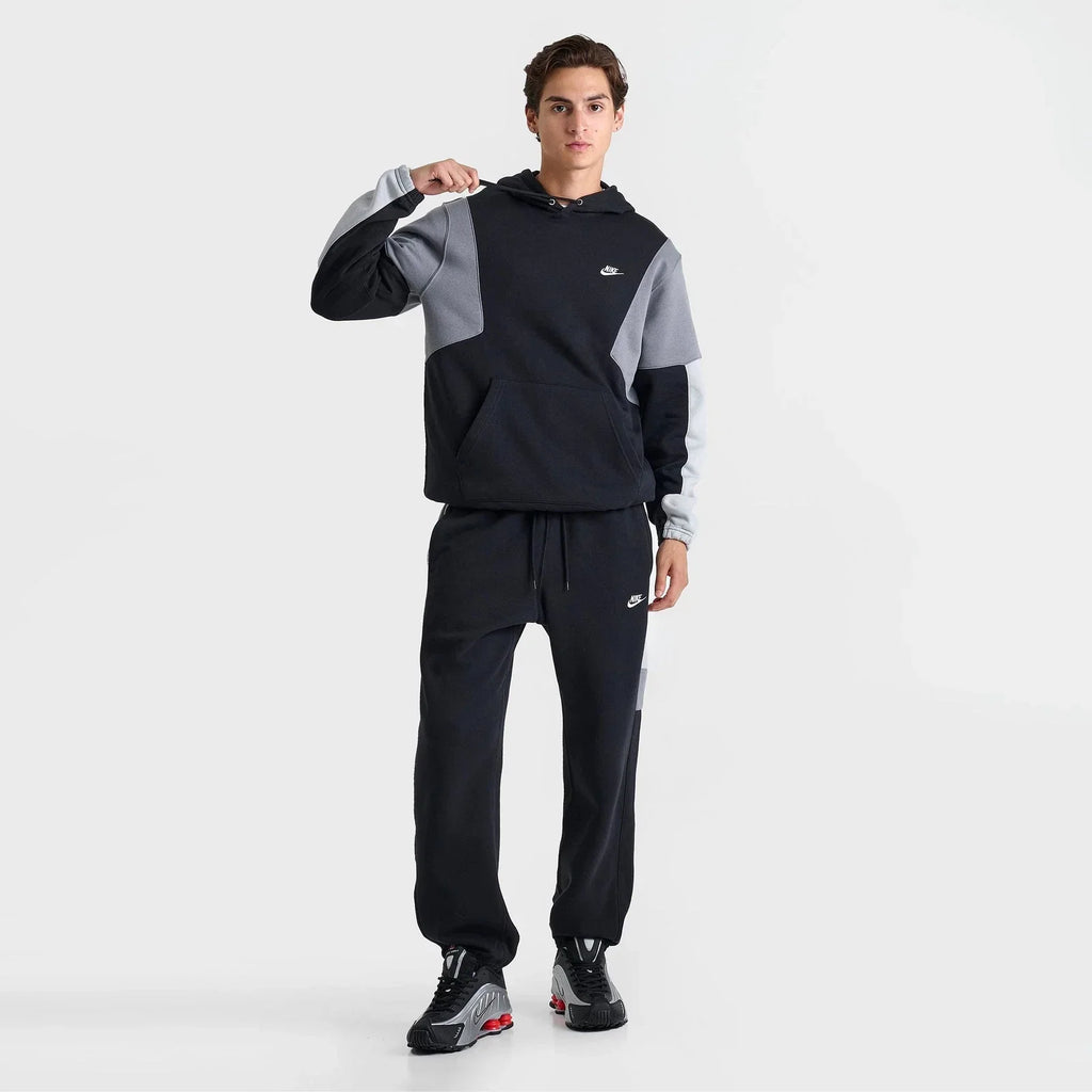 Men's Colorblock Pullover Fleece Hoodie - Black