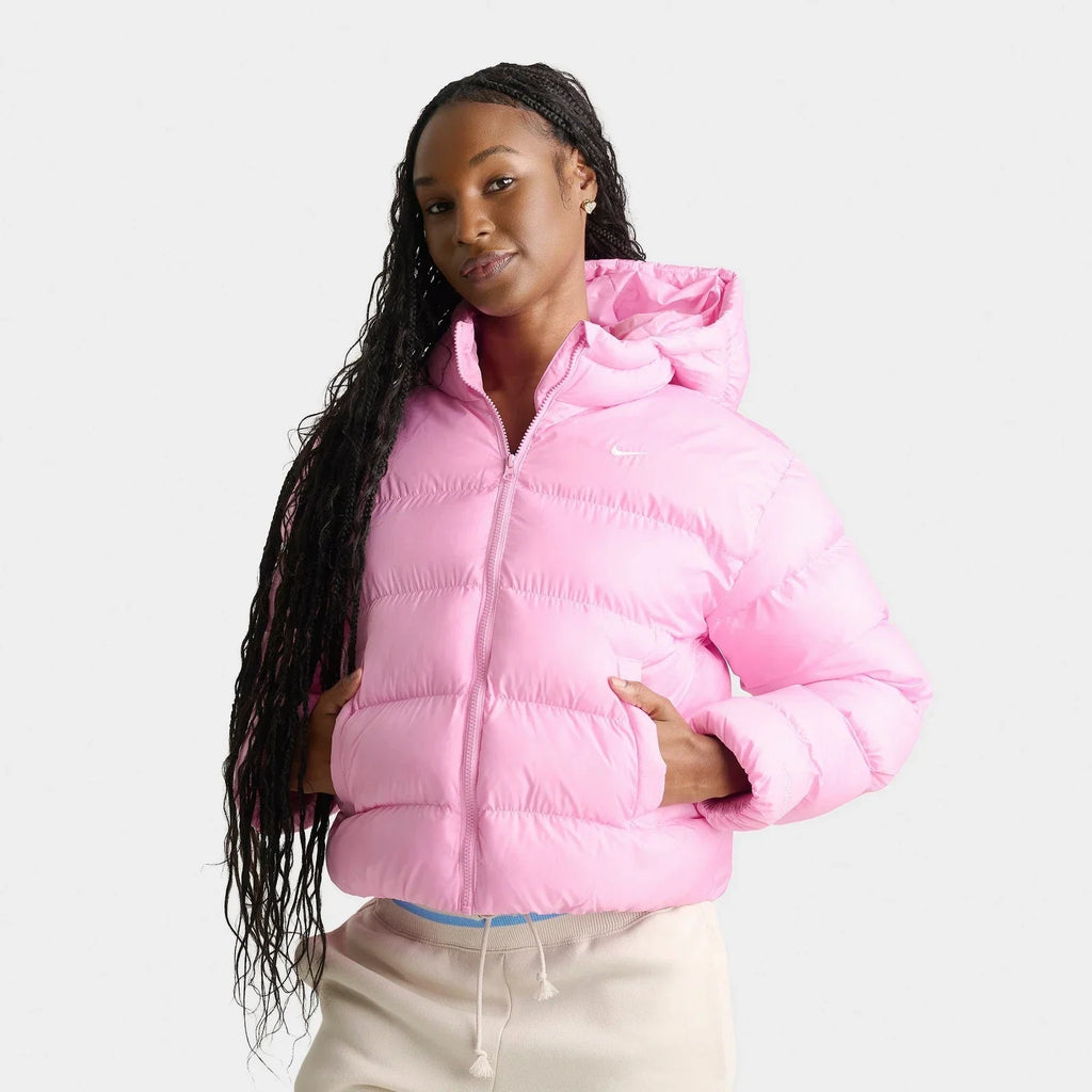 Women's Hooded Insulated Puffer Jacket - Red