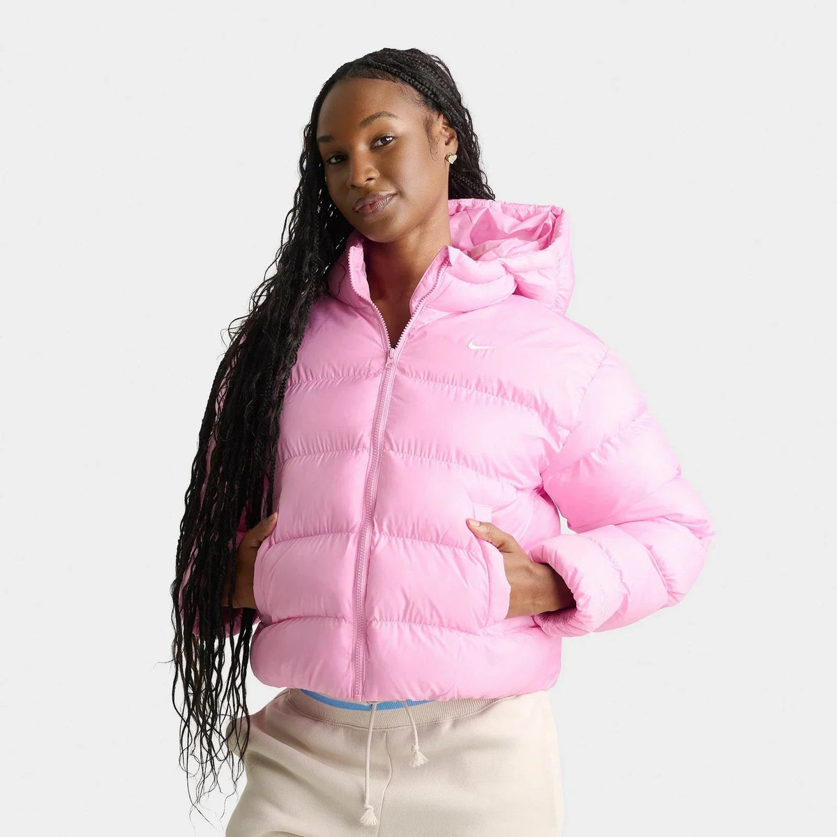 Women's Hooded Insulated Puffer Jacket - Red