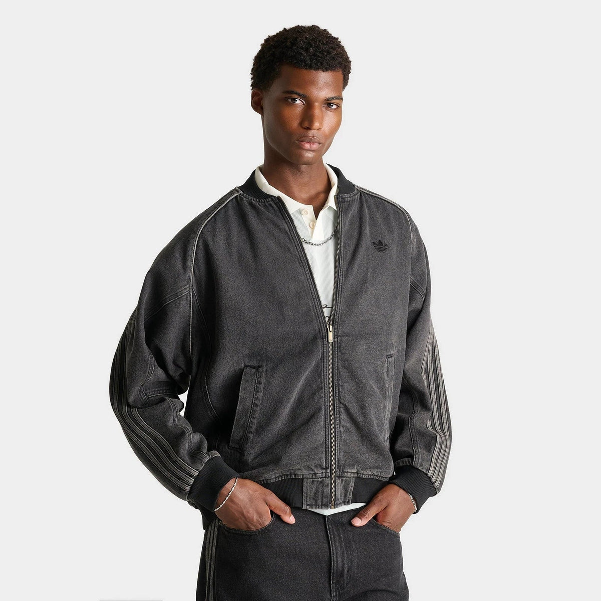 Men's Washed Denim Full-Zip Jacket