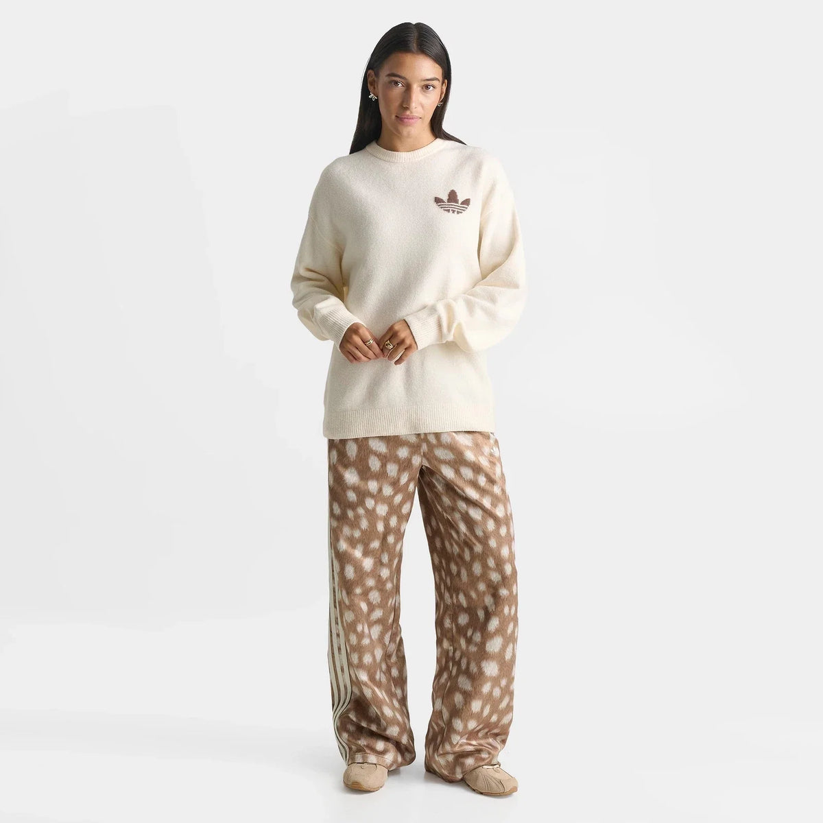 Women's Deer Print Satin Track Pants