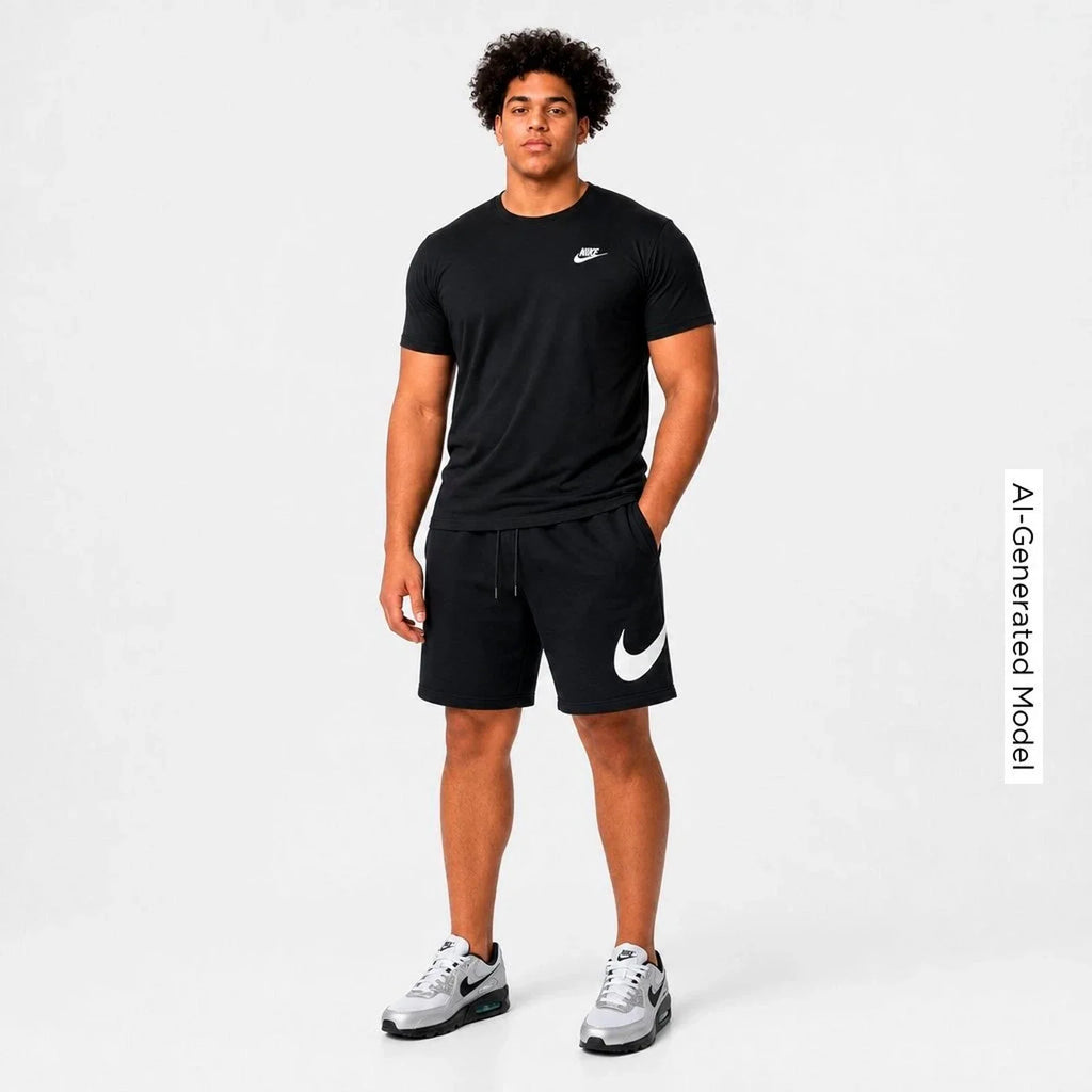 Men's Brushed Fleece Graphic Shorts - Black