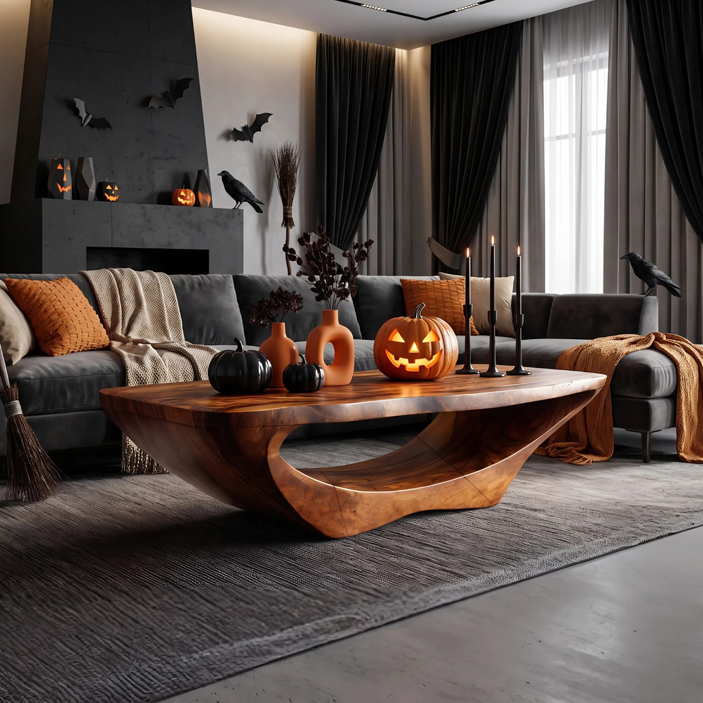Farmhouse Live Edge Solid Wood Coffee Table with Clean Lines