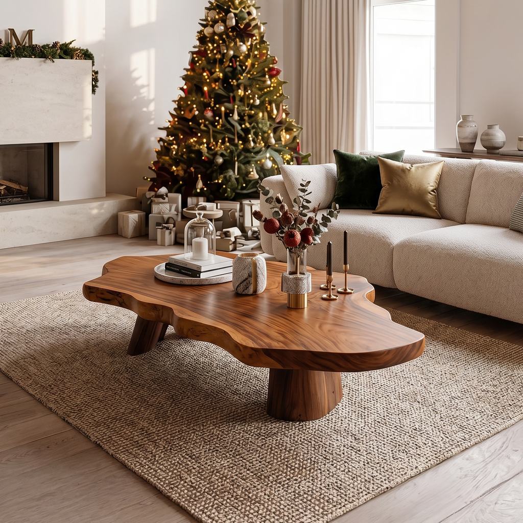 Live Edge Driftwood Coffee Table with Mid-Century Rustic Style