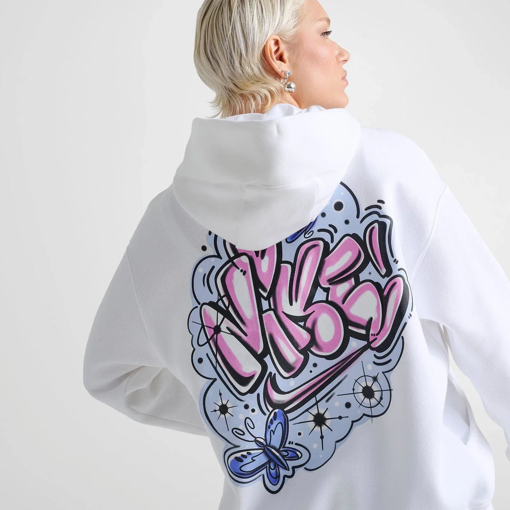 Women's Graphic Oversized Pullover Hoodie - White