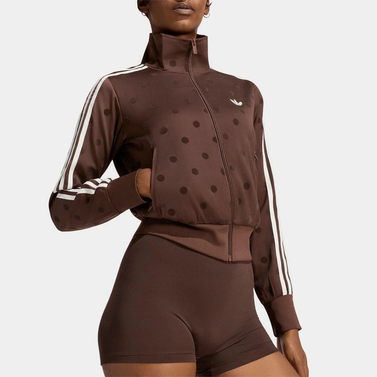 Women's Polka Dot Satin Full-Zip Track Jacket