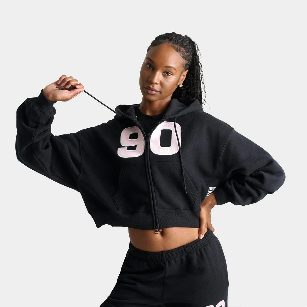 Women's Cropped Oversized Full-Zip Hoodie
