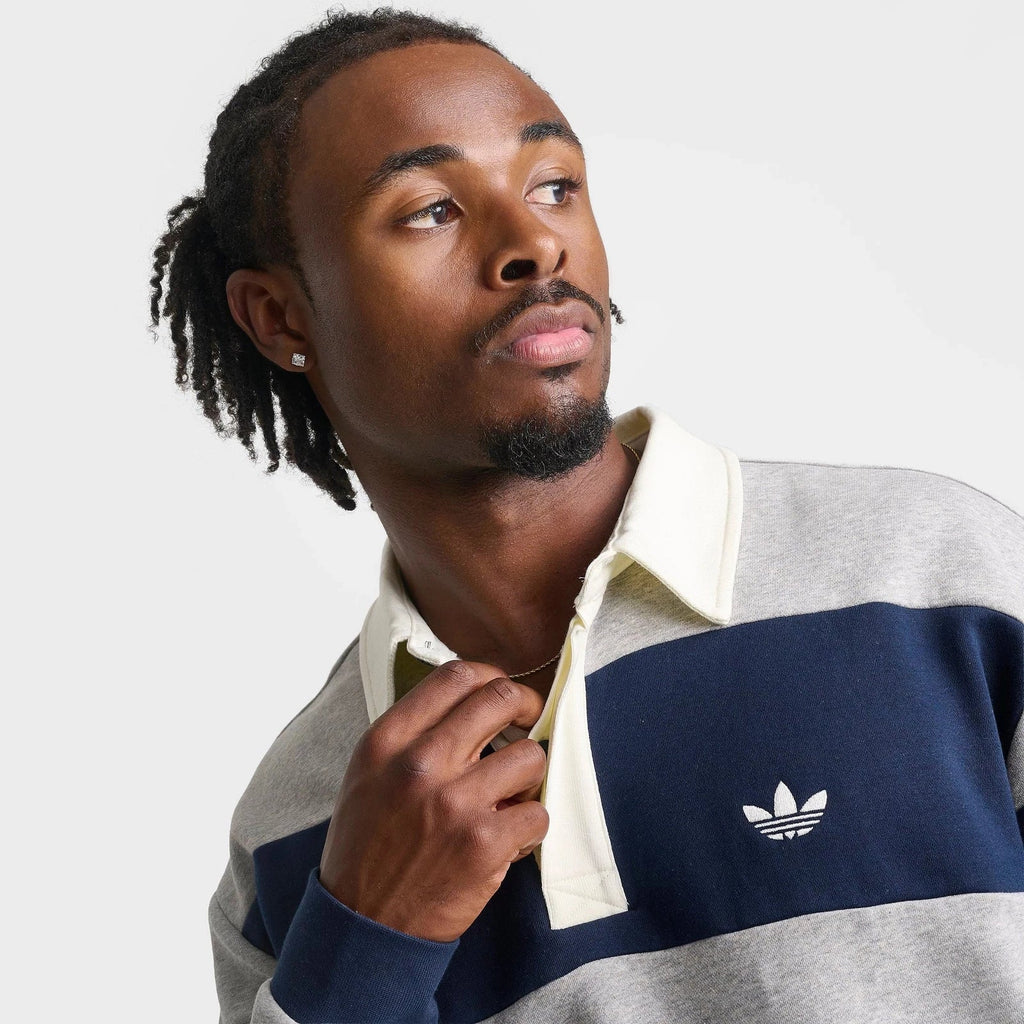 Men's Oversized Colorblock Striped Rugby Shirt