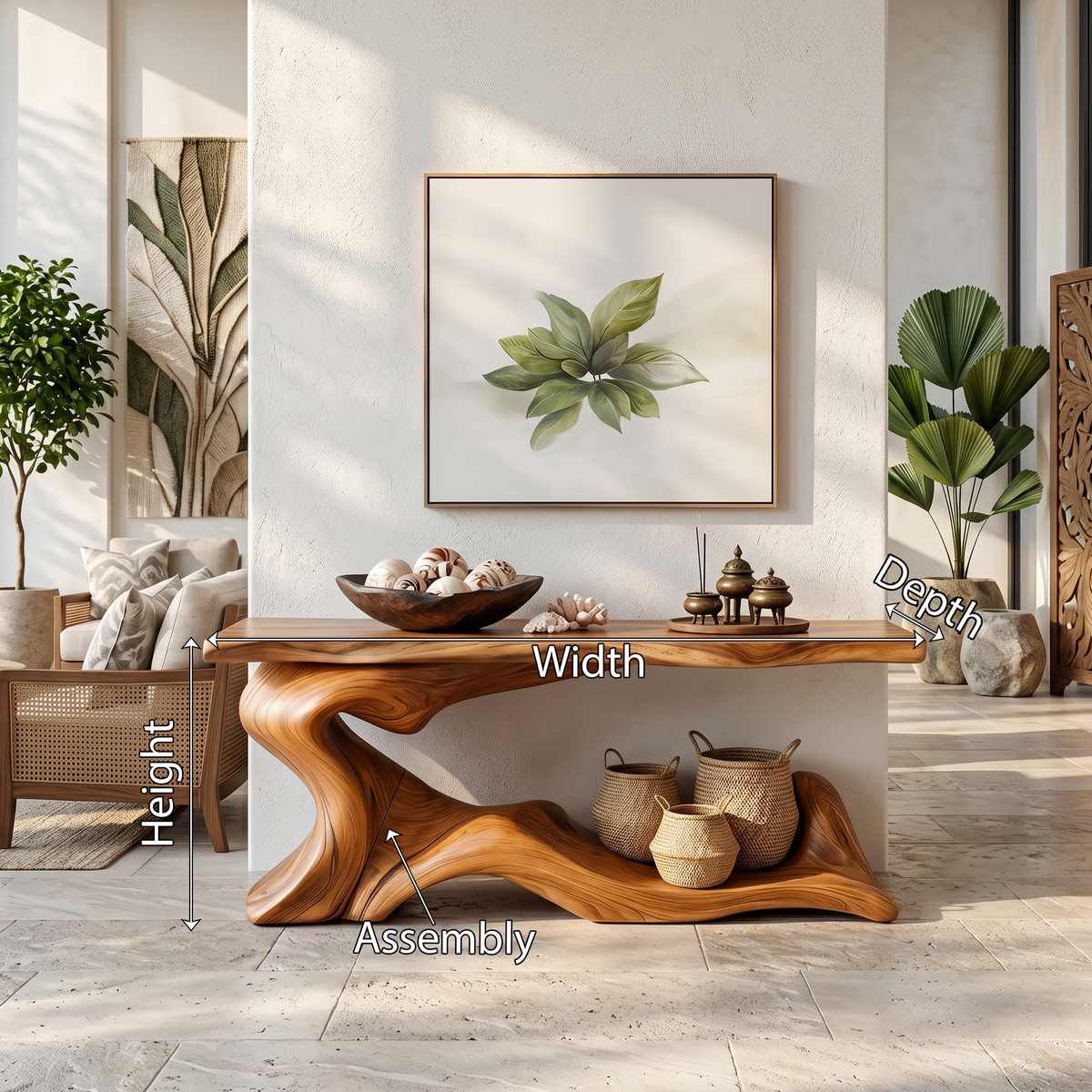 Live Edge Solid Wood Narrow Desk for Entryway or Living Room - view 8