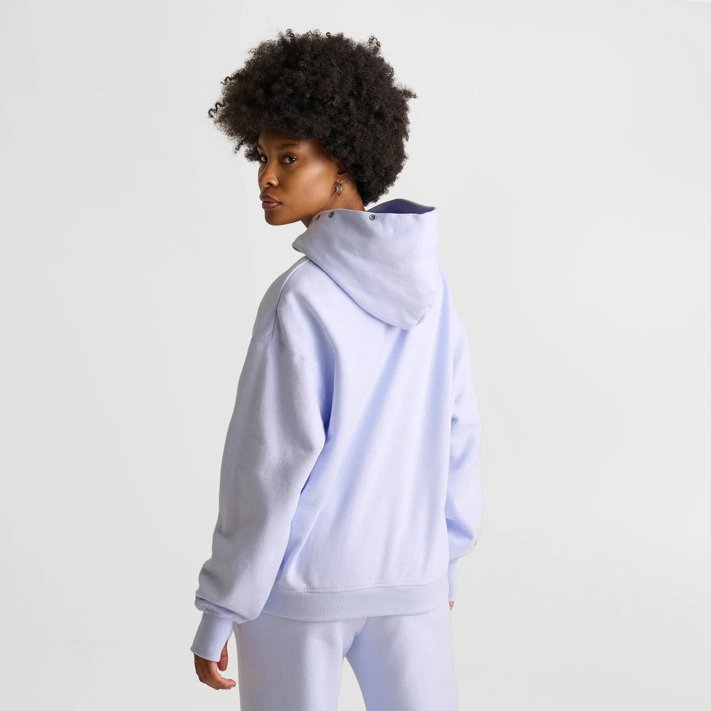 Women's Oversized Grommet Fleece Hoodie - Purple