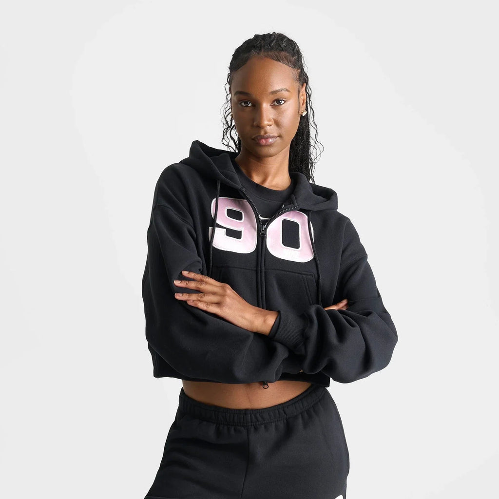 Women's Cropped Oversized Full-Zip Hoodie