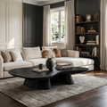 Farmhouse Solid Wood Coffee Table with Oiled Natural Finish in Black finish
