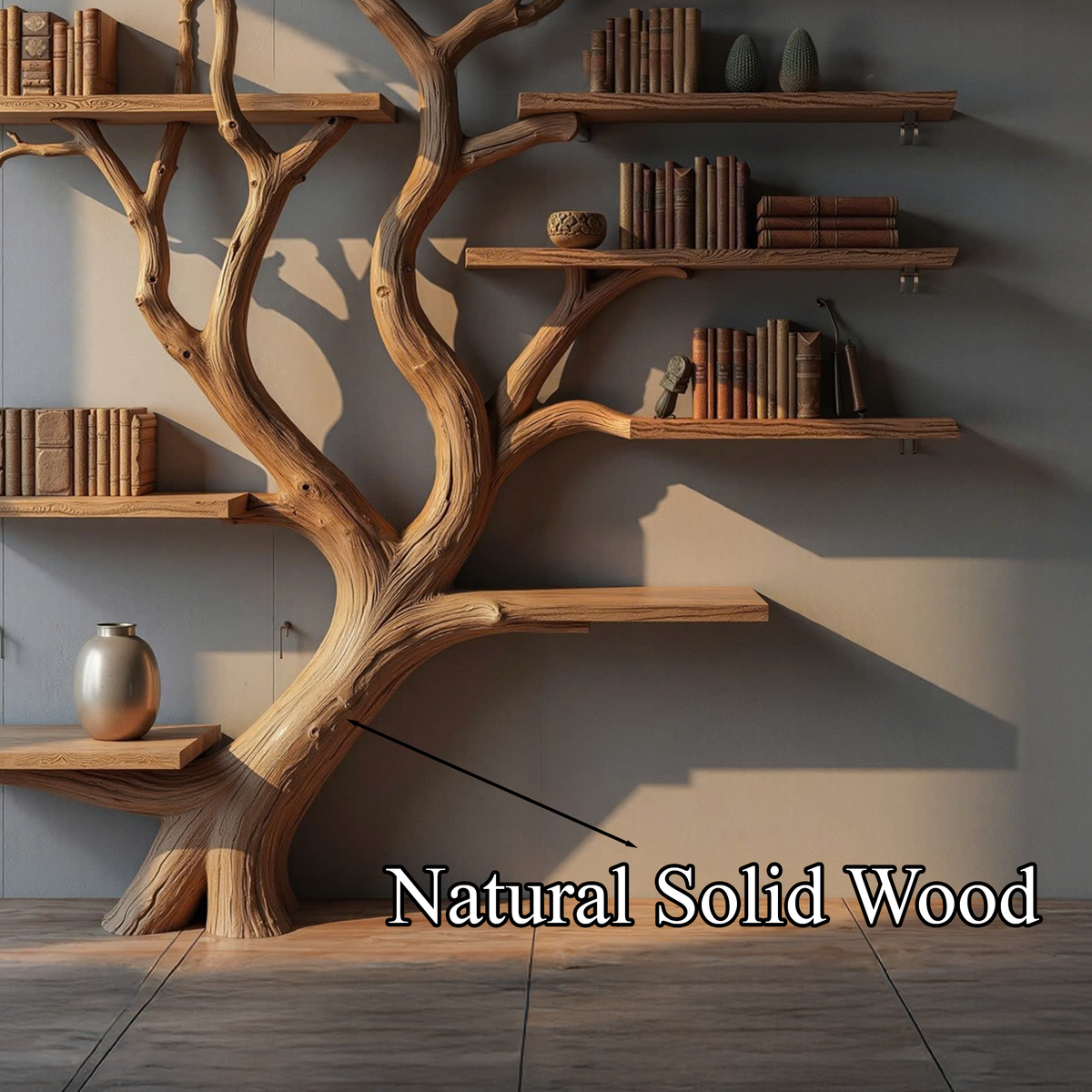 Real Tree Branch Wall Shelf with Floating Boards - view 5