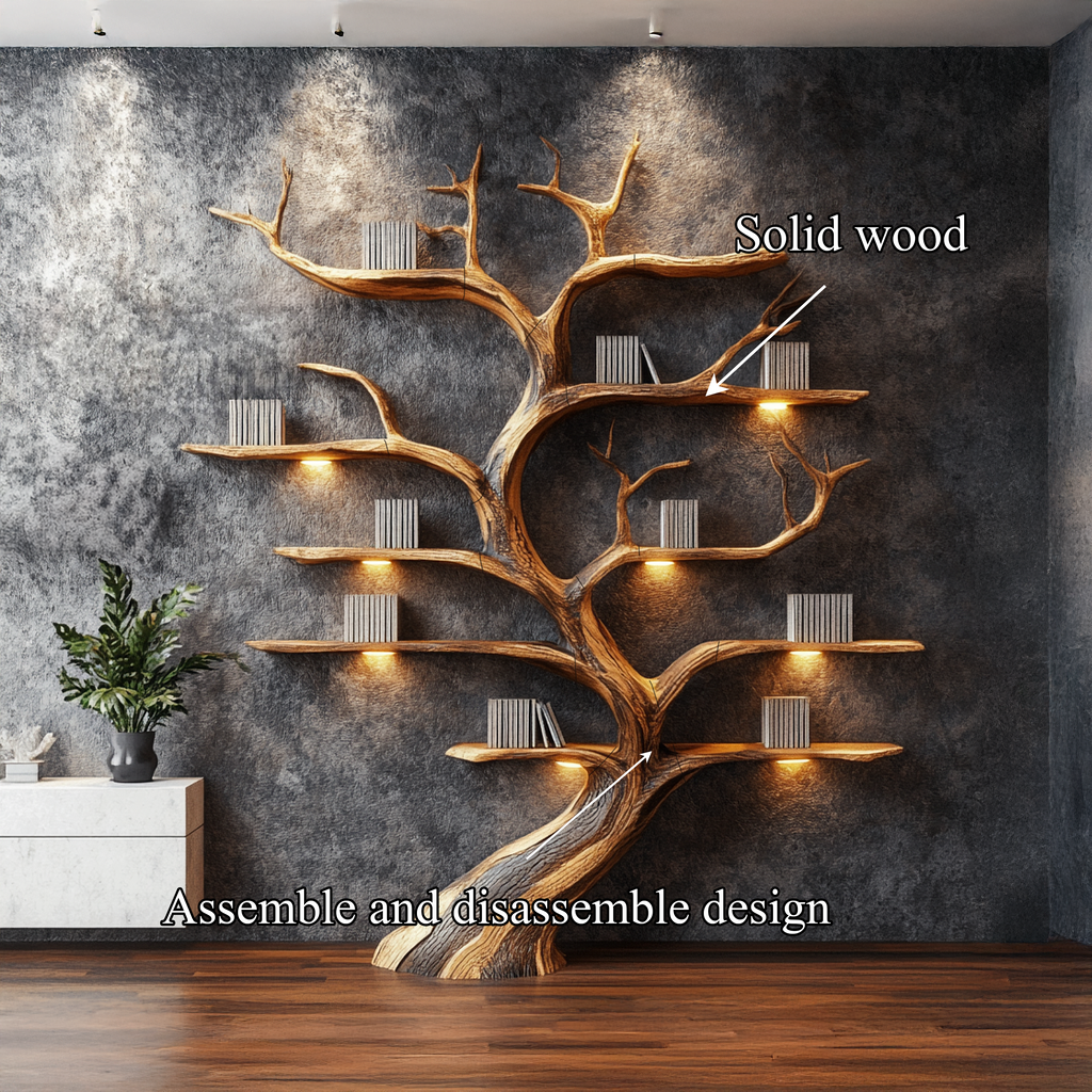 Driftwood-Style Tree Branch Wall Shelf in Rustic Solid Wood - view 6