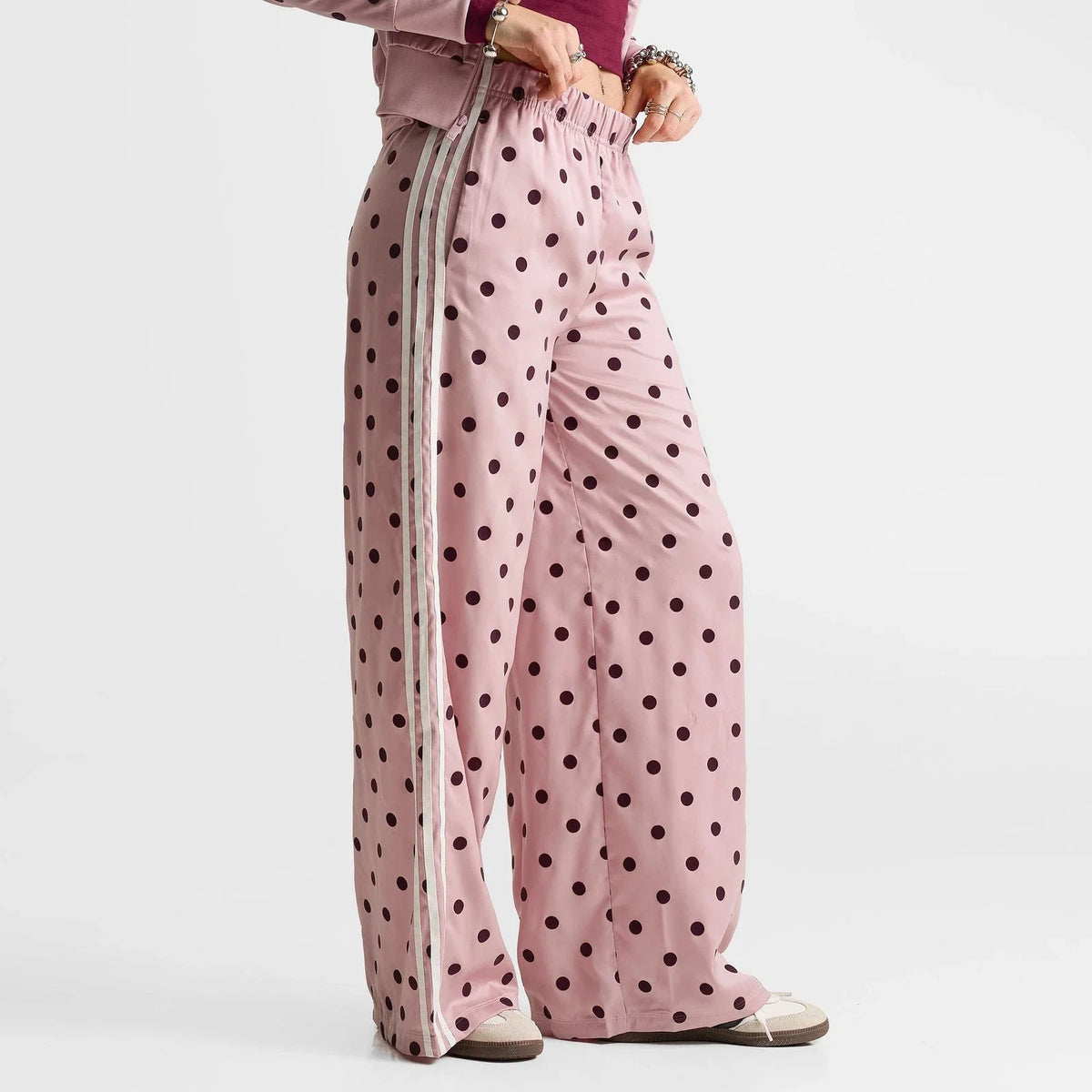 Women's Polka Dot Satin Wide-Leg Pants
