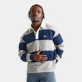 Men's Oversized Colorblock Striped Rugby Shirt