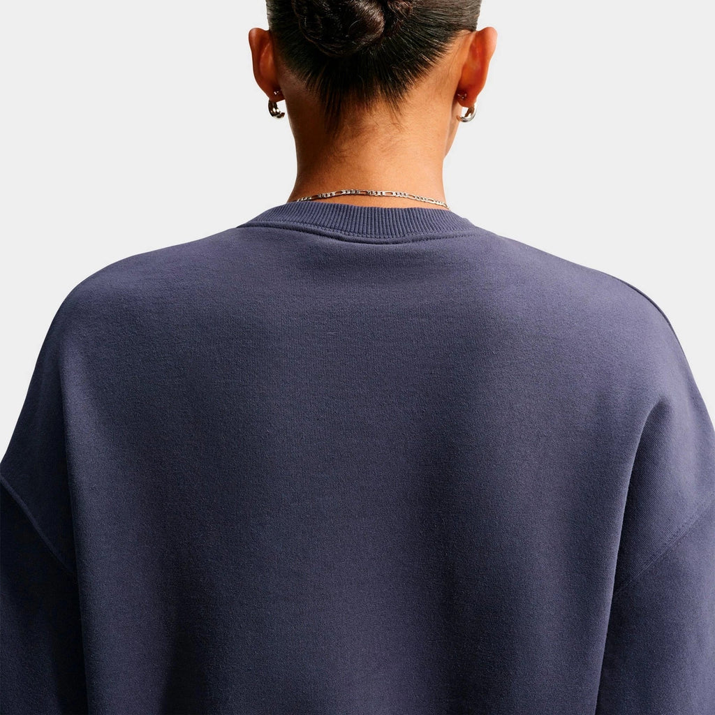 Women's Oversized Cropped Fleece Sweatshirt - Black