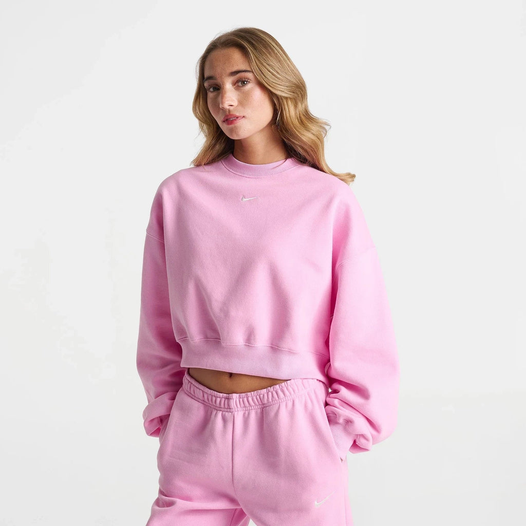 Women's Cropped Oversized Fleece Sweatshirt
