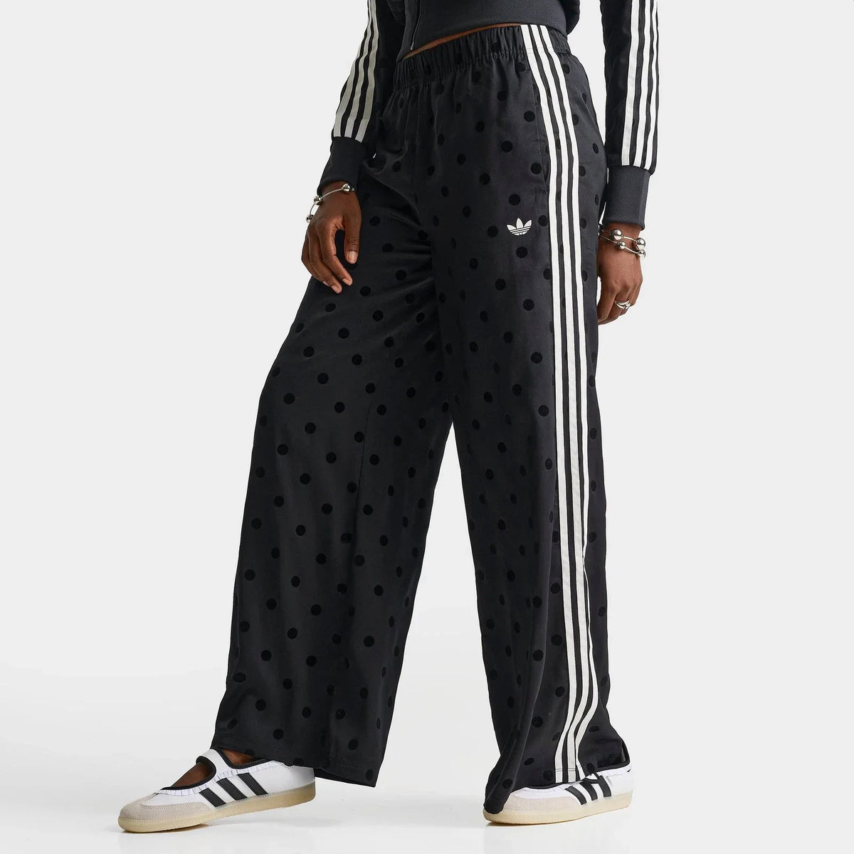Women's Polka Dot Satin Wide-Leg Pants