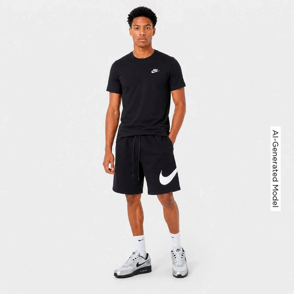 Men's Brushed Fleece Graphic Shorts - Black