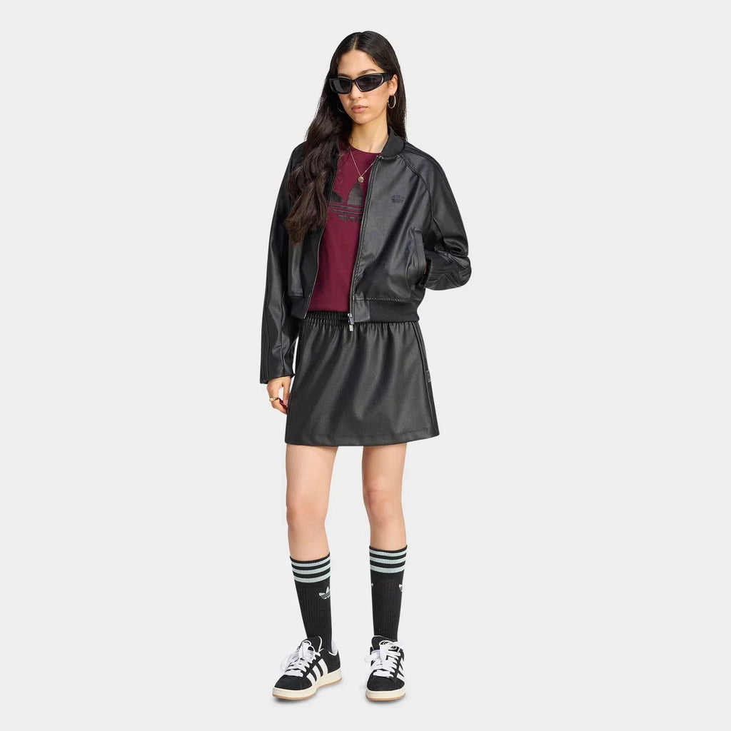 Women's Faux Leather Full-Zip Track Jacket
