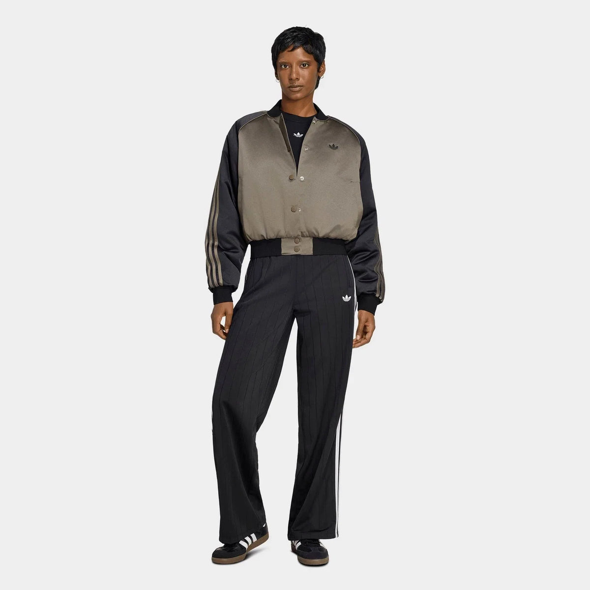 Women's Recycled Satin Bomber Jacket - Brown