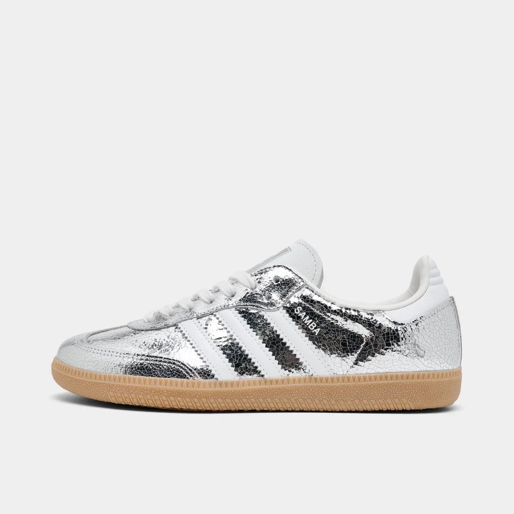 Women's Cracked Metallic Leather Sneakers