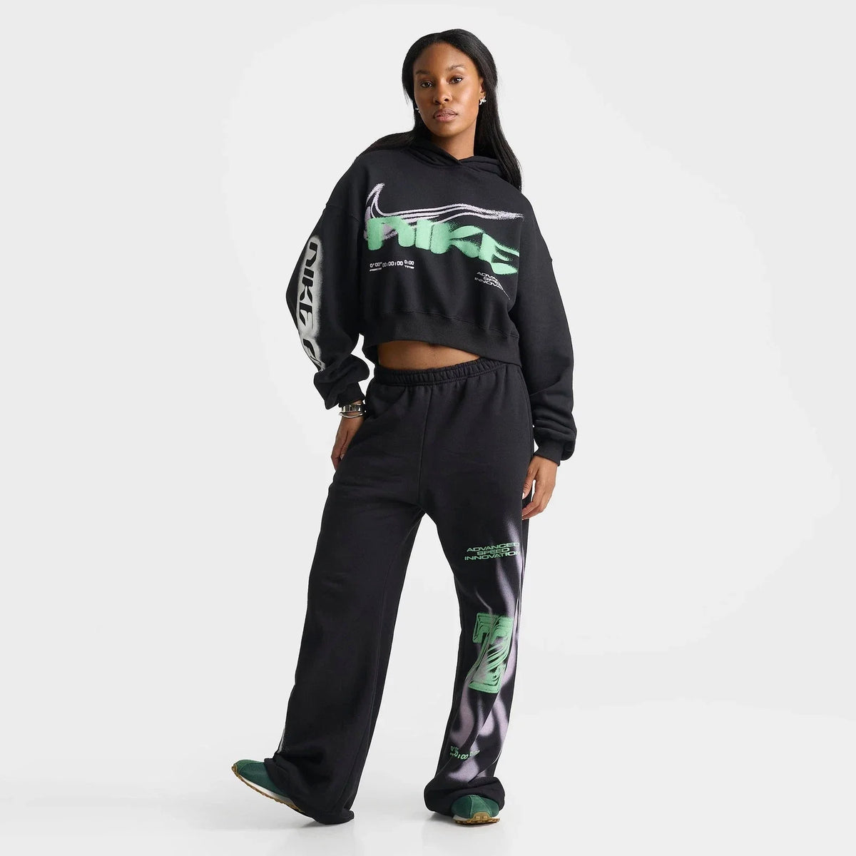 Women's Cropped Cotton-Blend Fleece Hoodie