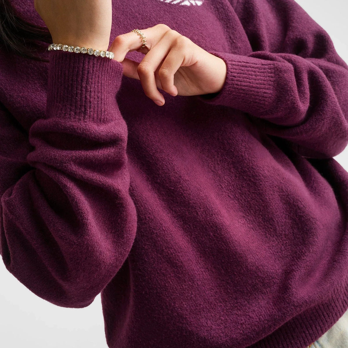 Women's Loose-Fit Wool-Blend Knit Sweater