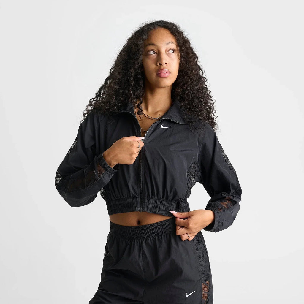 Women's Cropped Lace Full-Zip Track Jacket