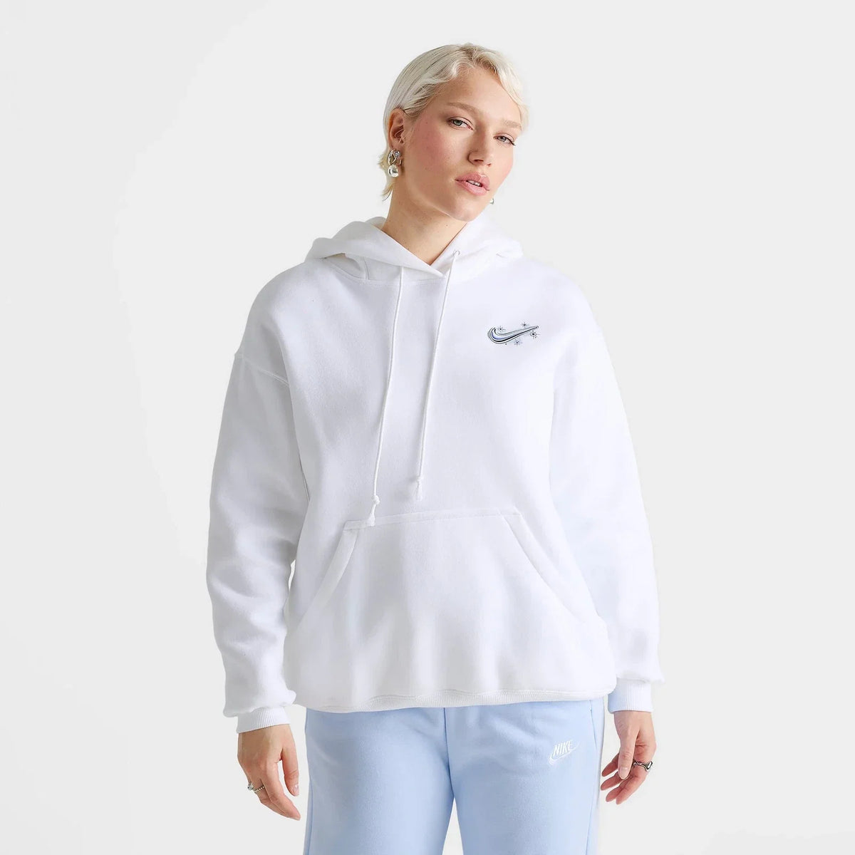 Women's Graphic Oversized Pullover Hoodie - White