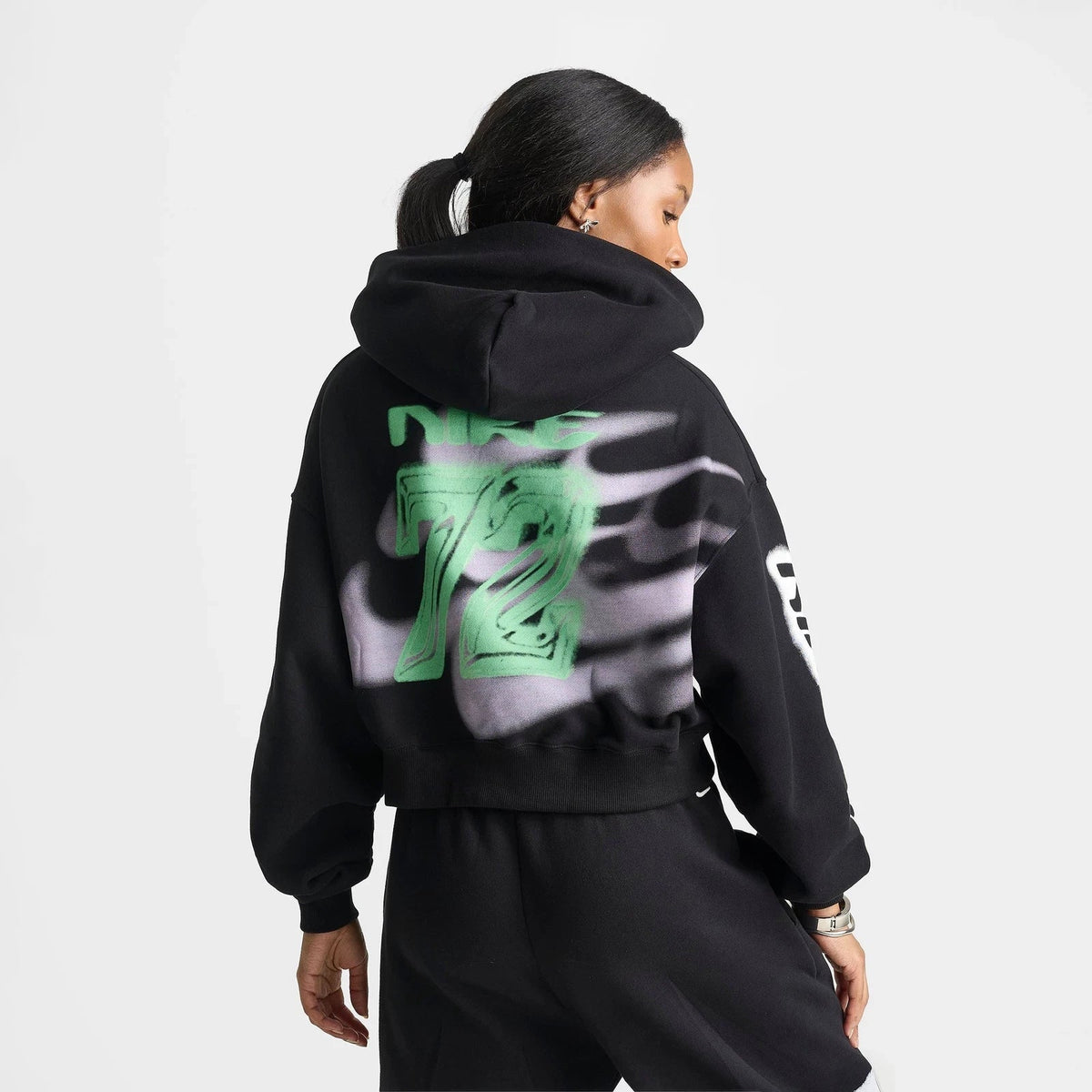 Women's Cropped Cotton-Blend Fleece Hoodie