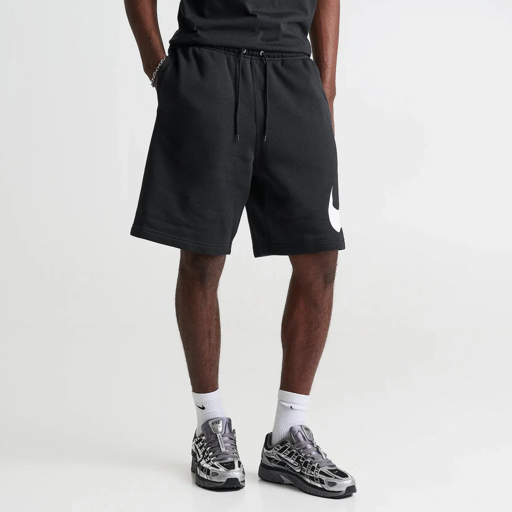 Men's Brushed Fleece Graphic Shorts - Black