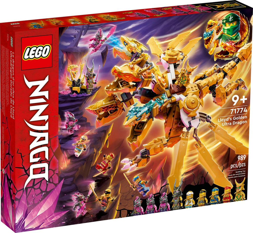 LEGO NINJAGO Lloyd's Golden Ultra Dragon Toy, 989 Pieces, 9 Minifigures - 71774