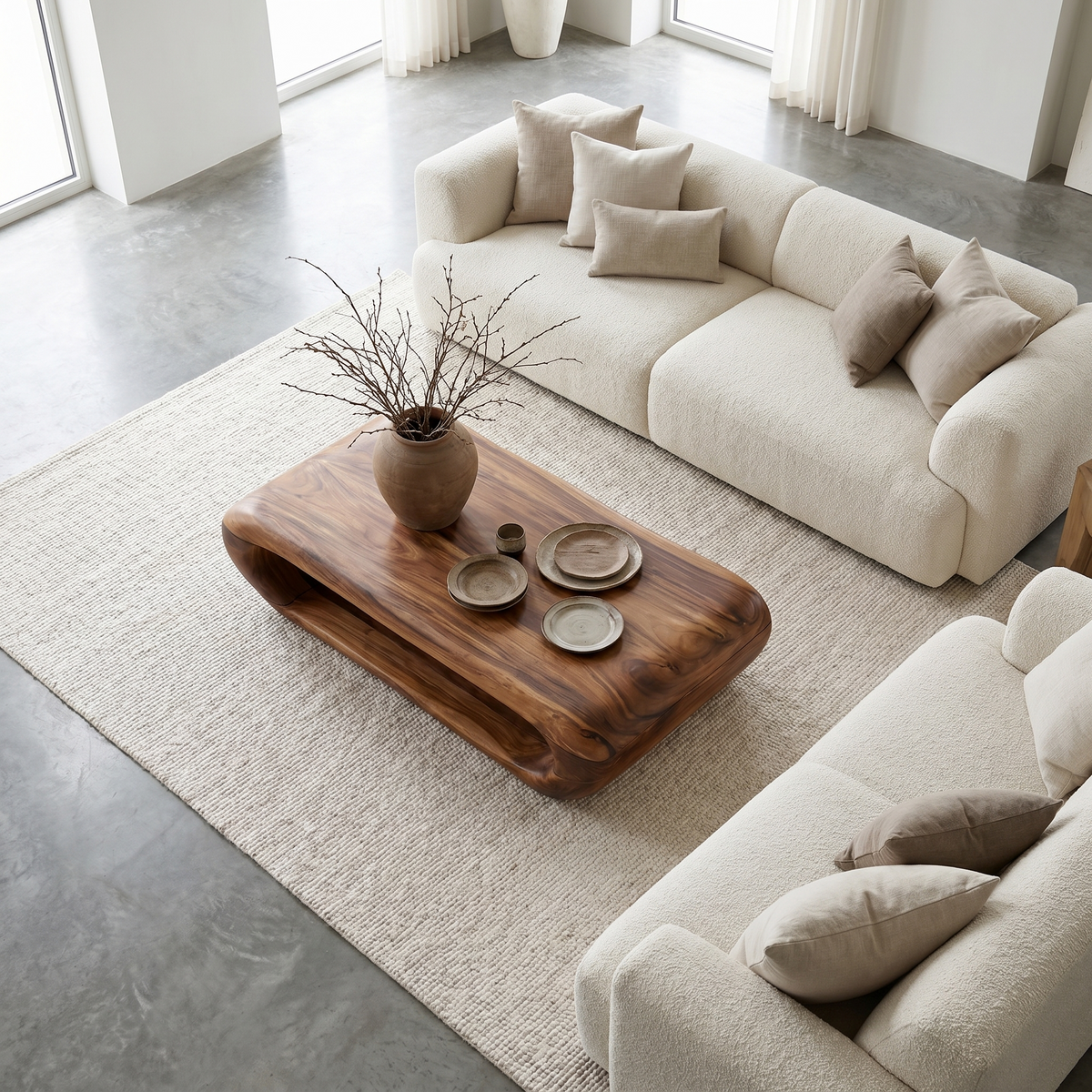 Organic Solid Wood Coffee Table with Built-In Open Storage - view 2