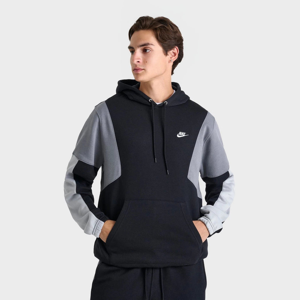 Men's Colorblock Pullover Fleece Hoodie - Black