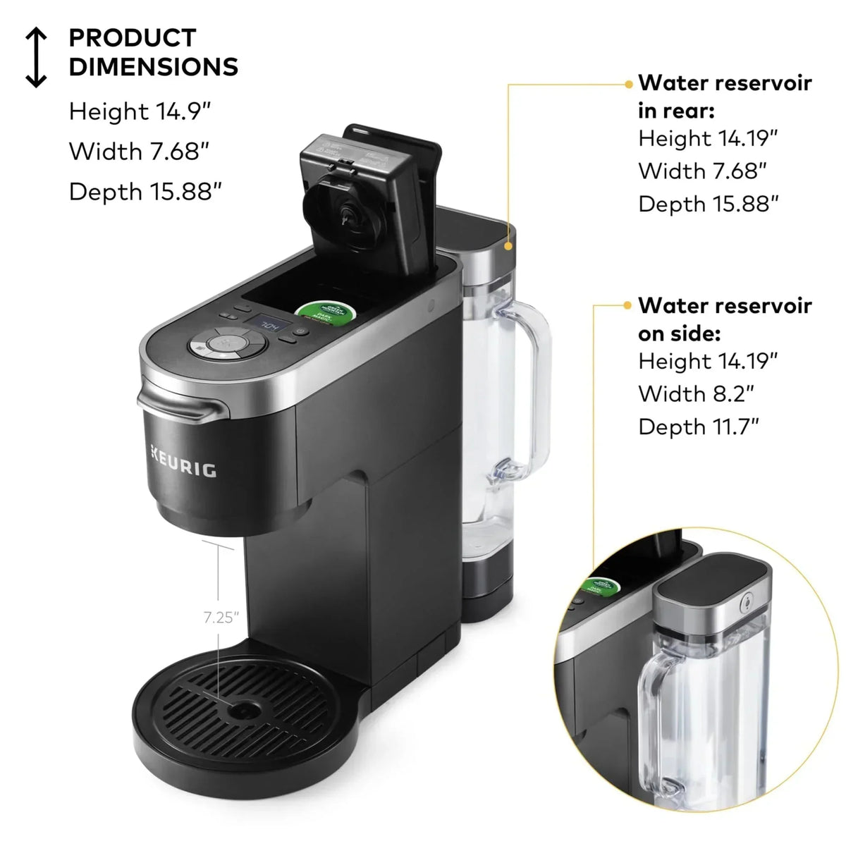 Keurig Single Serve & Carafe Coffee Maker, 60 oz Water Reservoir, 12-Cup Thermal Carafe - K-Duo Plus