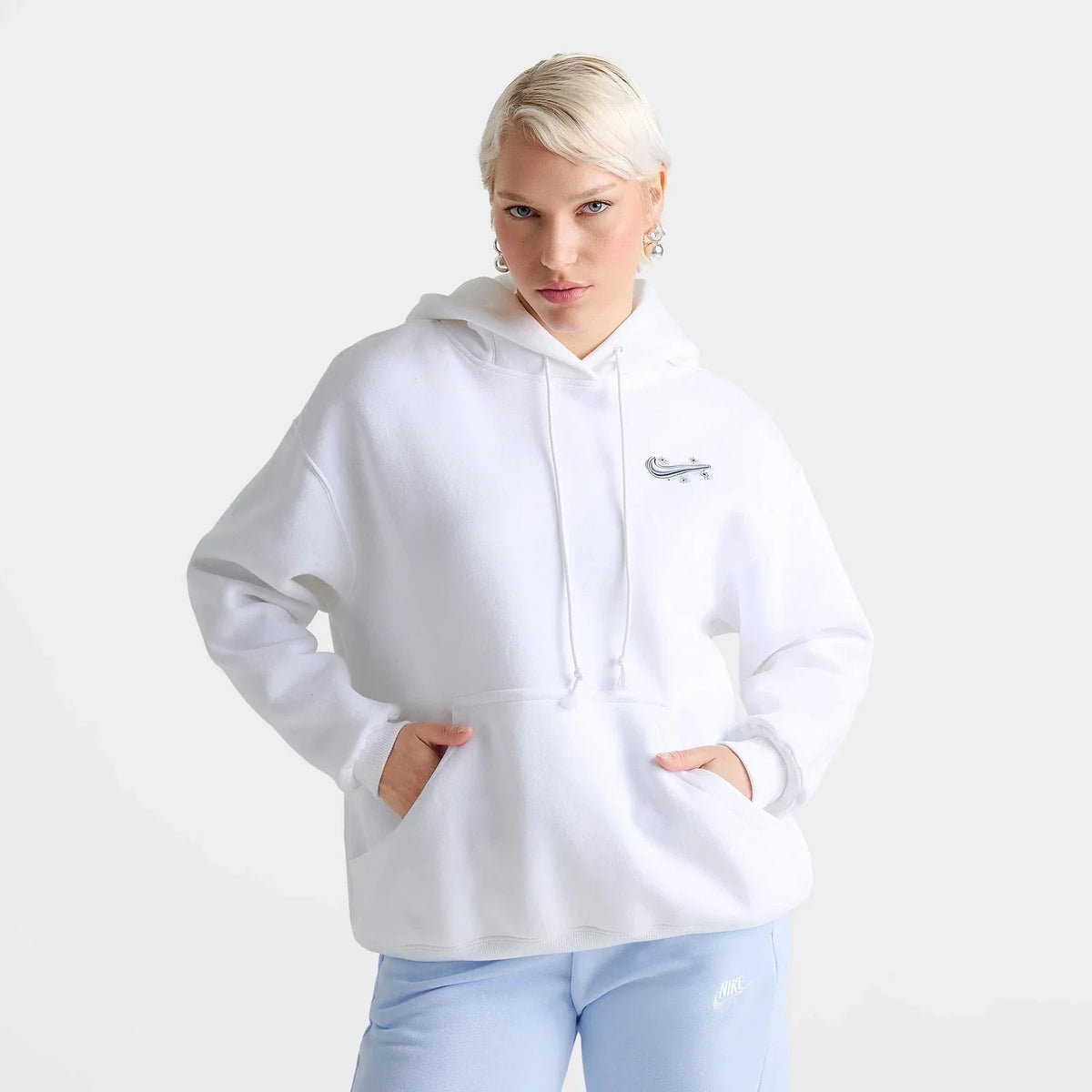 Women's Graphic Oversized Pullover Hoodie - White