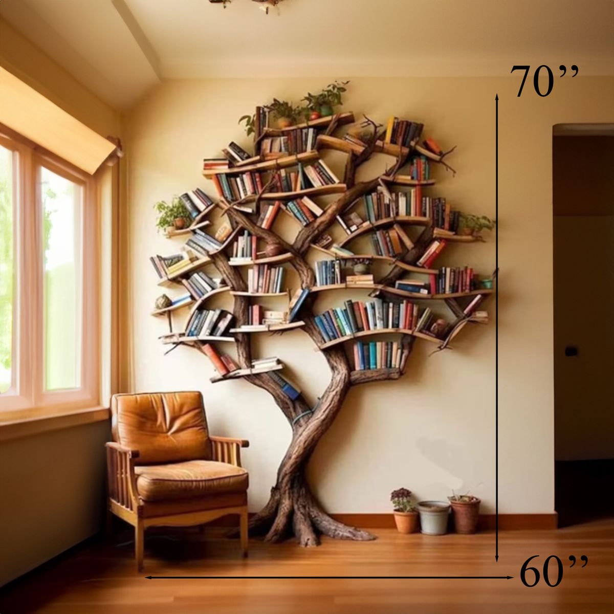 Carved Solid Wood Tree Branch Bookshelf for Feature Walls - view 8