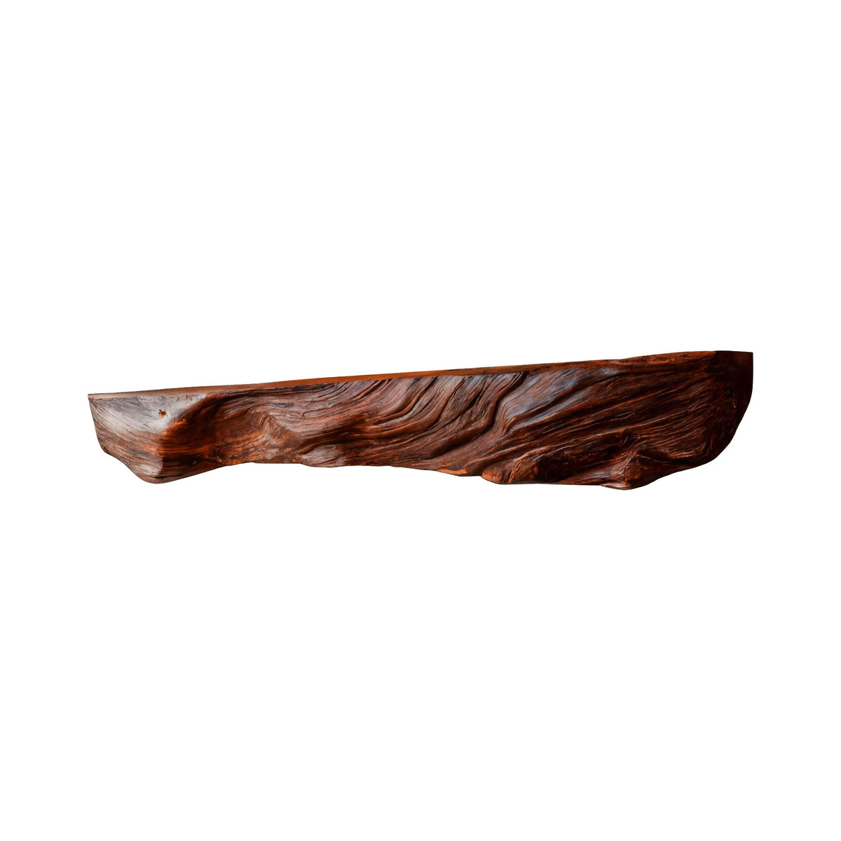 Live Edge Solid Wood Fireplace Mantel Shelf in Mahogany finish