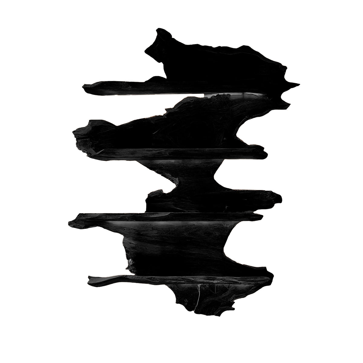 Live Edge Floating Wine Rack with Stacked Solid Slab Tiers in Black finish