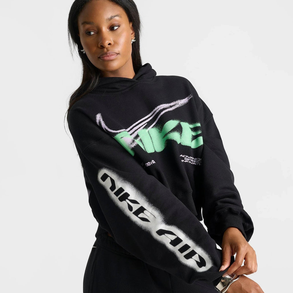 Women's Cropped Cotton-Blend Fleece Hoodie