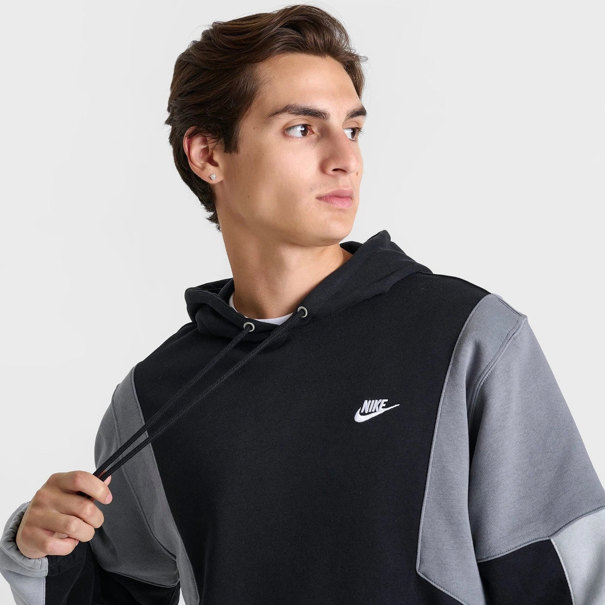 Men's Colorblock Pullover Fleece Hoodie - Black