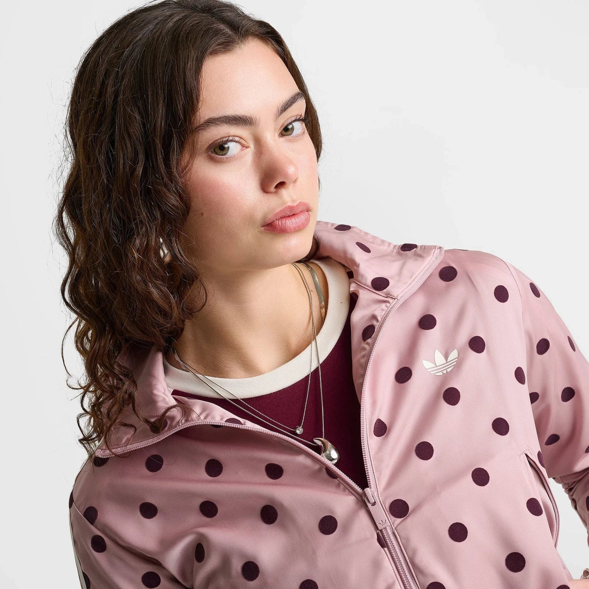 Women's Polka Dot Satin Full-Zip Track Jacket