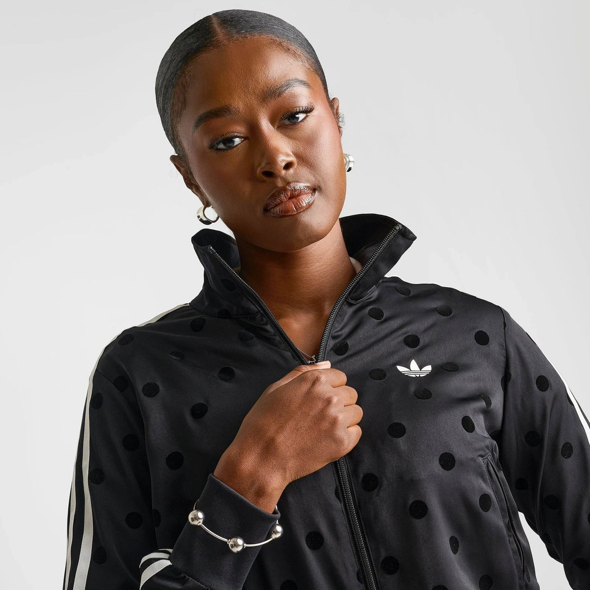Women's Polka Dot Satin Track Jacket