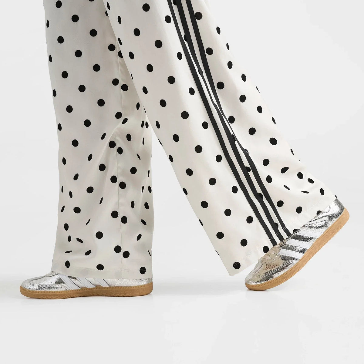 Women's Polka Dot Satin Wide-Leg Pants